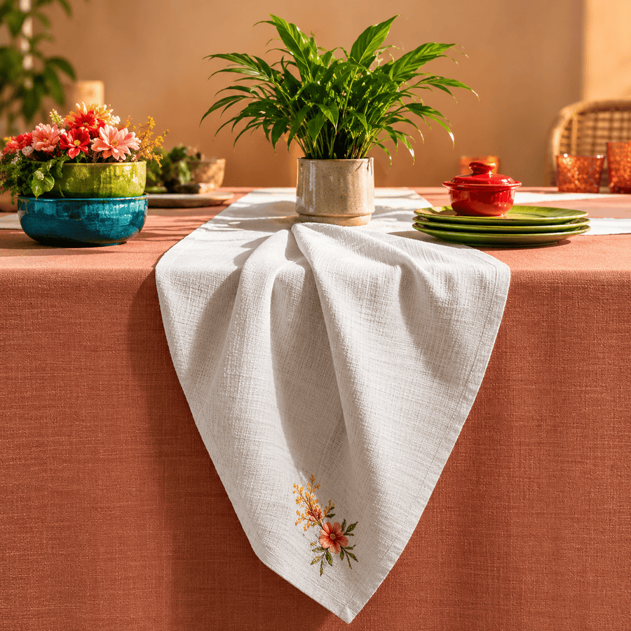 GIFT CHEST NAPKIN SET FLORINE IVORY GREEN 46X46 CM (SET OF 8)