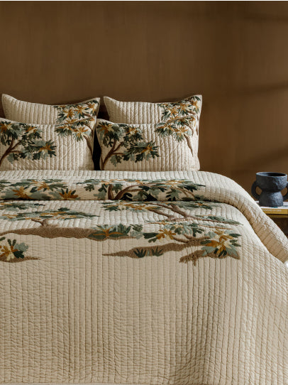 BEDSPREAD QUILTED TAPESTRY BEIGE 239X259 CM